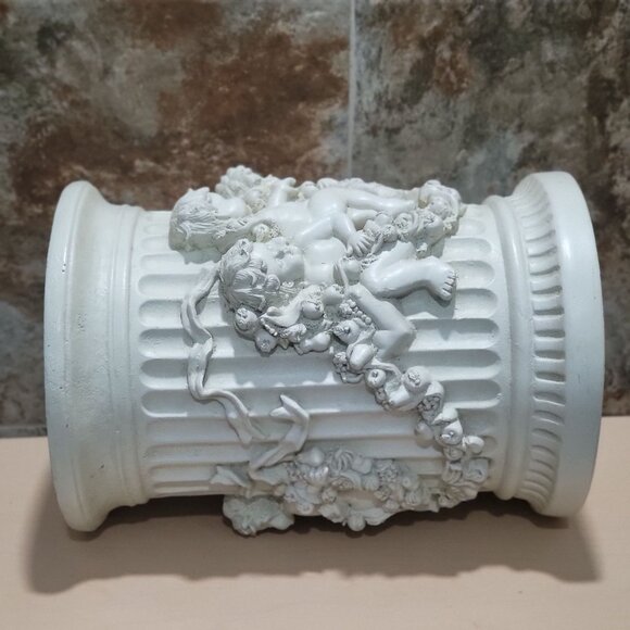 Decorative Column Pillar Plaster Cherub Carving Putti Floral Leafy Motif - Picture 7 of 13